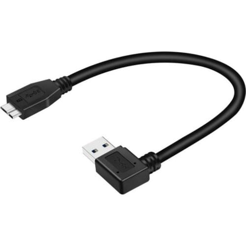 Great-Q 90 Degree Right Angled USB 3.0 Type A Male to Micro B Male cable 30cm cord