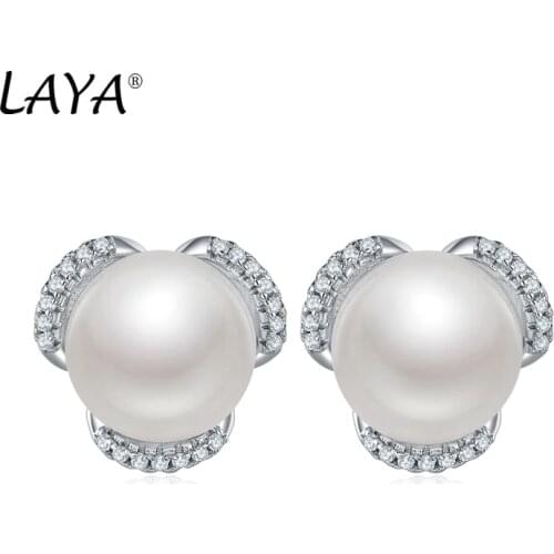Laya 925 Sterling Silver Sweet Natural Freshwater Beads AAA Zircon Earrings For Women Party Wedding Fashion Jewelry 2021 Trend