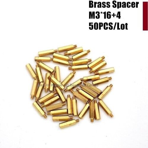 Hot! 50PCS/Set 3D Printer Motor Spacer M3*16+4 Ultimaker 2 Extended + UM2 Motor Panel Spacer Brass Standoff Spacer Wholesale