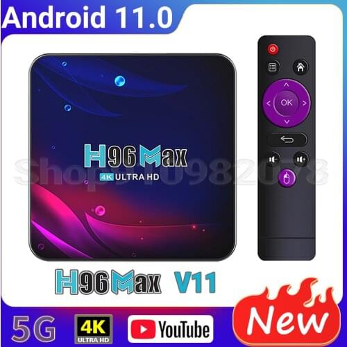 New Android 11.0 H96 MAX V11 Media Player RK3188 Mali-450 2.4G 5G Dual Wifi BT4.0 4K H.265 HD Set Top Box TV Box Support Youtube