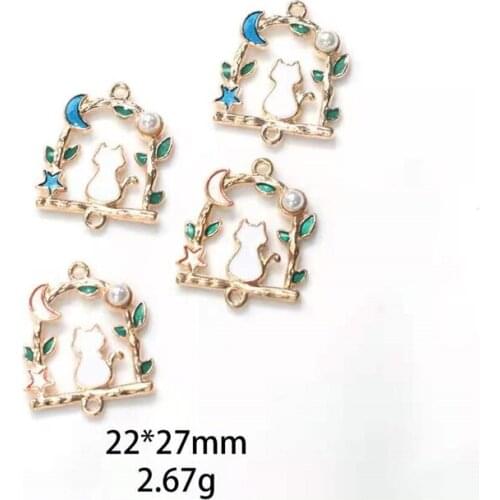 New Pattern Alice Girl Cute Rabbit Round Branch Alloy Accessories DIY Earrings Bracelet Pendant Jewelry Accessories Wholesale