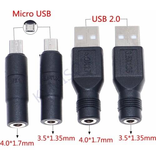 Micro USB / USB 2.0 Male to DC 3.5*1.35 / 4.0*1.7 mm Female Plug Jack Converter Laptop Adapter Connector