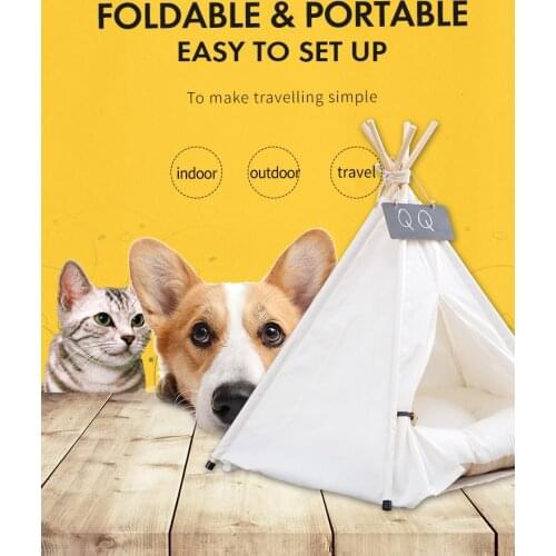 Portable Dog Tent House Pet Teepee Foldable Cat Tent Dog Kennel Crate Puppy Cat Bed Multipurpose Thicken Cushion домик для собак
