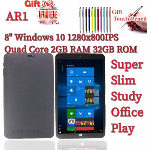 AR1 8" Windows 10 Tablet 1280x800 Intel Atom Z3735F 1.33GHz Quad Core Intel HD Graphic 2GB RAM 32GB ROM Tablets PC Dual Cameras