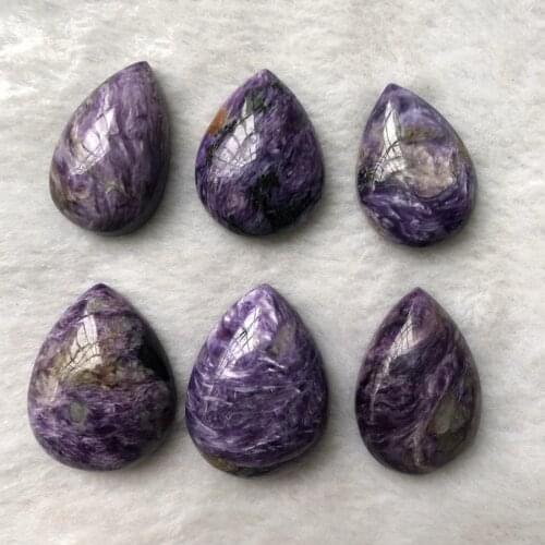 Wholesale 1pcs 100% Natural Charoite Bead Pendant Pear Shape Gem stone Cabochon Pendant,Ring Face,25mm-45mm