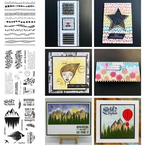 6*8 inch Clear Silicone Stamps Little Irregular Geometry Line Border Numbers Alphabets The World Explore Theme Stamps 2021