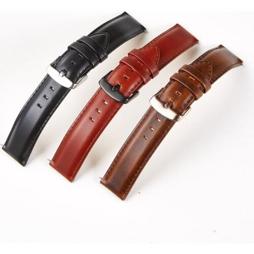 New Genuine Leather Watchband 18mm 20mm 22mm Black Brown Red Cowhide Watch Band Quick Release Strap Watch Accessories