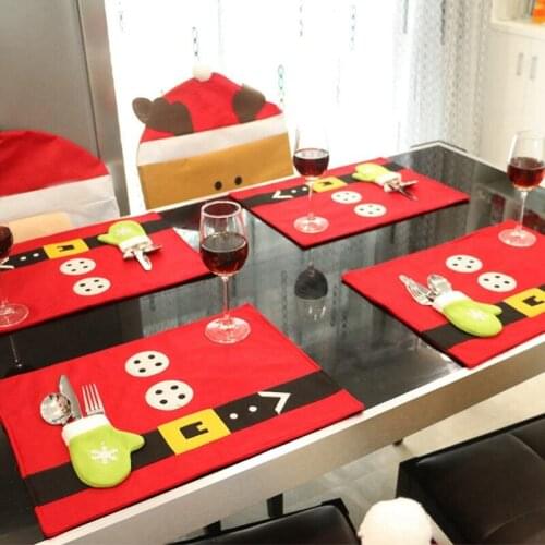 Christmas Placemats,Dining Mat,Cutlery Suit Silverware Holders Pockets Knives Forks Bag,Christmas Decoration-ABUX