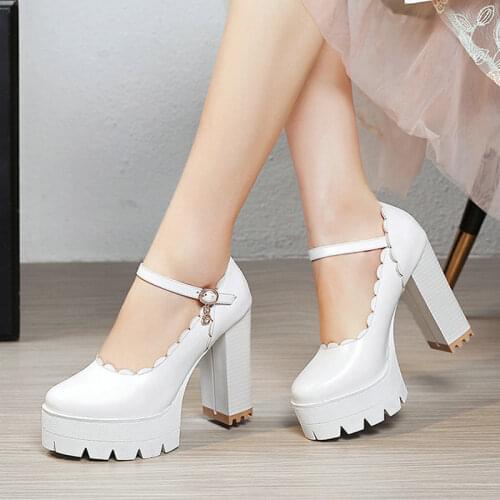 New Women Elegant Single Shoes Fashion Ruffles Summer Sandals Comfy Platform Square High Heels Baotou Ladies Shoes Black White
