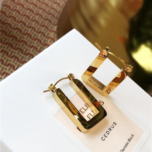 Stainless Steel Gold Earrings For Women 2021Trendy Jewelry Vintage Simple U Shaped Party Accessories Gifts