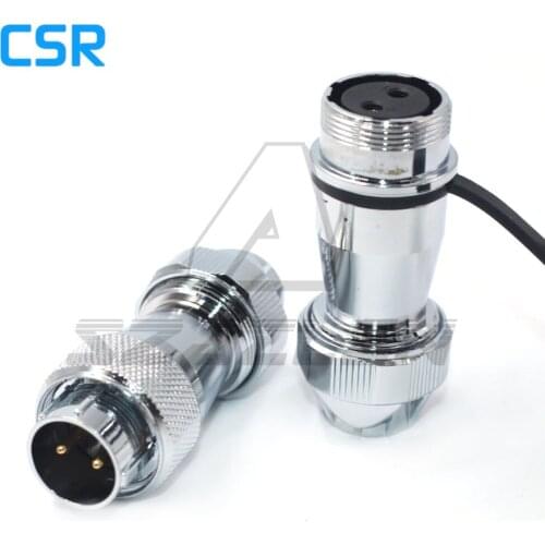 WF20 series waterproof connectors 2pin Plugs and sockets , M20 panel mount connector IP67 Male and female cable wire connector