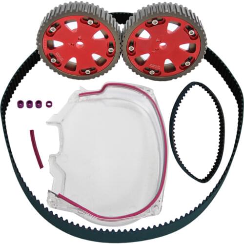 Racing Timing Belt Cover + Cam Pulley + Timing Belt Fits For Lancer Evolution 4G63 EVO 4 5 6 7 8 Blue,Gray,Silver