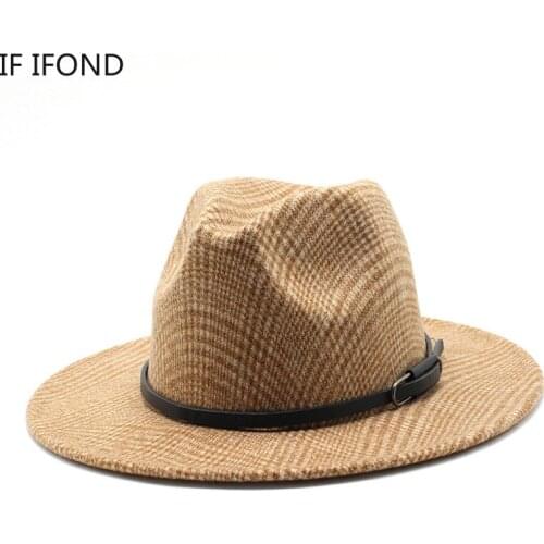 Unisex 30%Wool Fedora Hats for Women Men Vintage Wide Brim Top Jazz Cap Winter Fashion Church Trilby Panama Hats