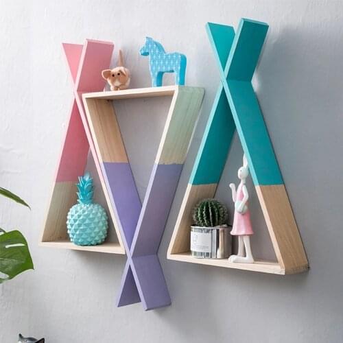 Nordic Wooden Fork Storage Shelf Decorative For Kids Room Wall Shelf Home Living Room Wall Hanging Storage And Finishing