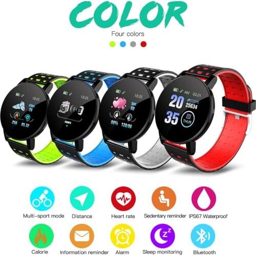 Smart Watch Bracelet Men Women Blood Pressure Waterproof Sport Round Smartwatch Smart Clock Fitness Tracker For Android IOS 119S