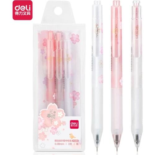 Deli a580 students press the 0.38mm full needle tube of neutral pen Cherry style gel pen signature pen full needle gel pen