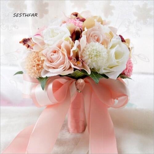 Wedding Flowers Bridal Bouquet Artificial Silk Wedding Bouquet Photograph Hydrangea Iris Rose with Berries SPH039