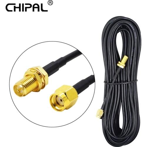 CHIPAL RG174 Cable RP-SMA Male to Female 9M 8M 6M Extension Feeder Wire for Coaxial WLAN WiFi Network Card Bridge Router Antenna
