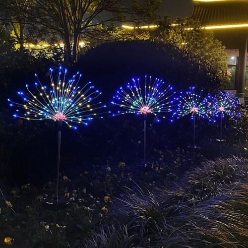 90 LED Solar Firework Light Outdoor Waterproof Landscape Light String Grass Dandelion Fairy Tale Decorative Light