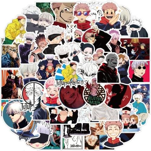 50 Pcs/pack Cute Japan Anime Jujutsu Kaisen Graffiti Waterproof Stickers for Motorcycle Helmet Laptop Luggage Decal Sticker Toys