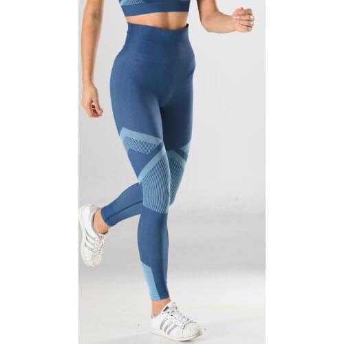 Womens Blue Sportsman High Waist Leggings Yoga Leggings Plates Fitness Sexy Pants