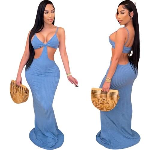 Fashion trend womens dress with suspenders and waistless mopping floor