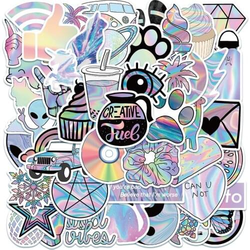 10/30/50PCS Mixed VSCO Holographic Laser Cartoon Stickers Luggage Skateboard Cute DIY Cool Graffiti Girl Gradient Sticker Decal