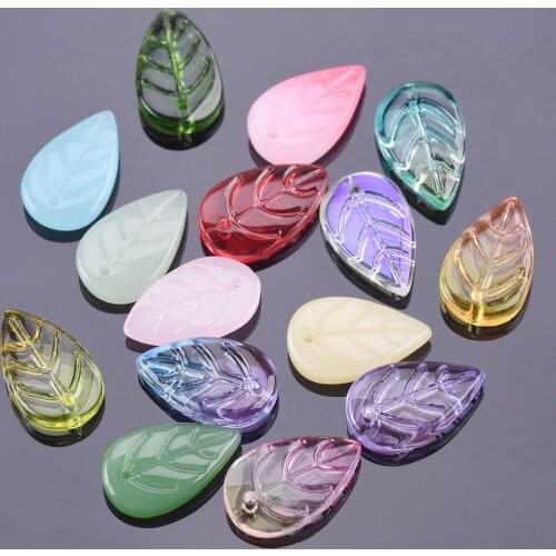 10pcs 18x11mm Leaf Shape Petal Lampwork Crystal Glass Loose Beads Top Drilled Pendants for Earring Jewelry Making DIY Crafts