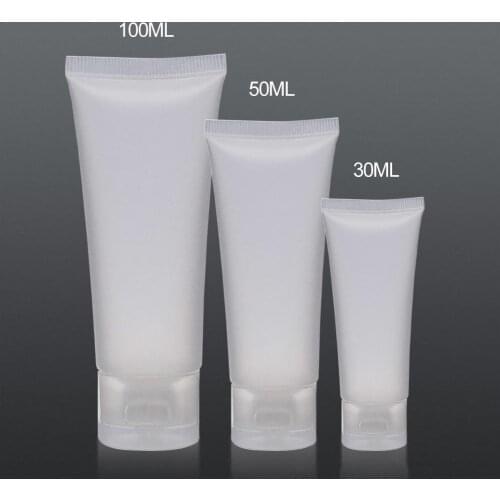 10Pcs 30/50/100ml Frosted Empty Clear Tube Refill Cosmetic Cream Lotion Bottle