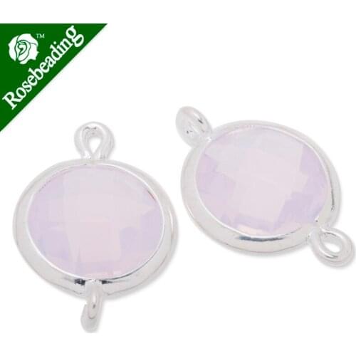 11.5x17.5mm framed glass,metal framed glass,Faceted glass,rose water opal,connectors,gemstone bezel,Sold 5pcs/lot-C3669