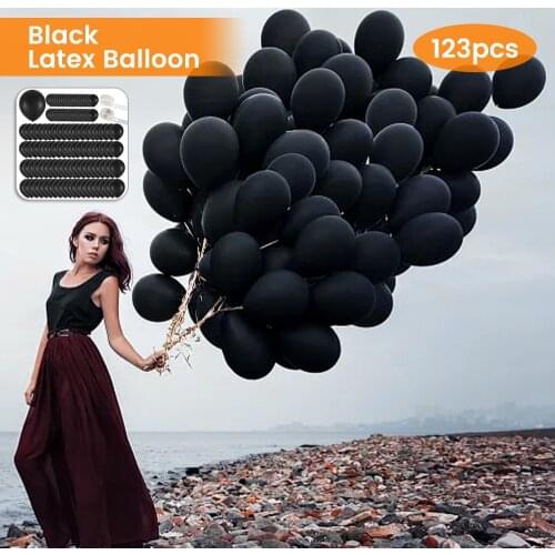 123 Pcs Black Latex Balloons Birthday Party Decorations Adult Wedding Supplies 36/12 /10/5 Inches Kids Gifts Balloon Supplies