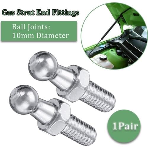2pcs Silver Boot Bonnet Gas Strut End Fitting Universal 10mm M8 Ball Pin Joint Valve Spring
