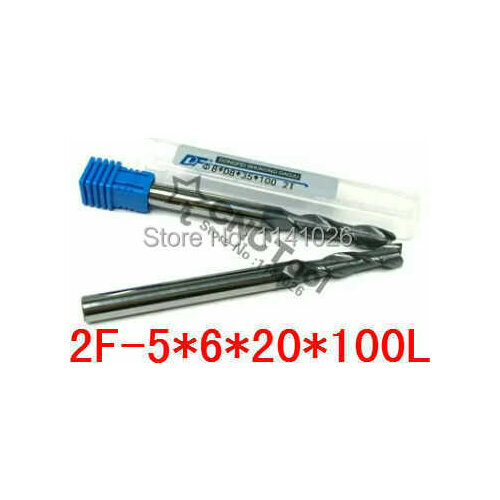 2F-5*6*20*100, 2 Flute Long Solid Carbide End Mill ALTiN Coat, Milling Cutter, CNC Lathe Tool, Router Bits for Metal Cutting