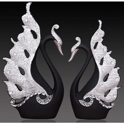 Home Decoration Accessories A Couple of Swan Statue Home Decor Sculpture Modern Art Ornaments Wedding Gifts for Friends Lovers
