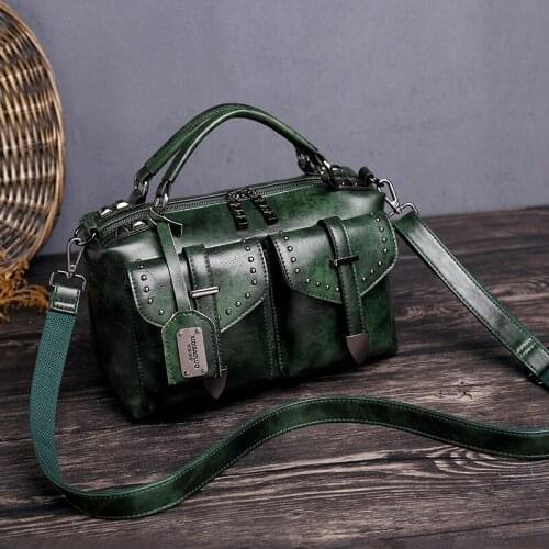 BBag Vintage retro waxed PU leather Womens handbag designer Fashion messenger bags
