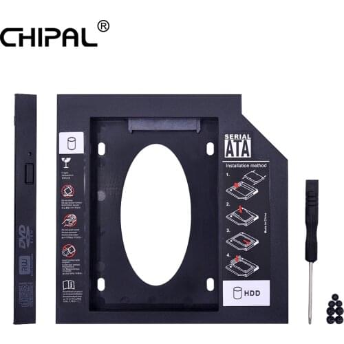 CHIPAL Universal 2nd HDD Caddy 12.7MM SATA 3.0 for 2.5 Inch SSD Case Hard Disk Drive Enclosure for Laptop CD-ROM DVD-ROM Optibay