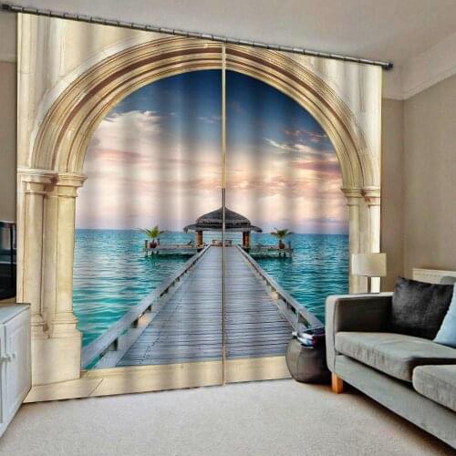 Sedside curtains wood birdge curtain 3D Window Curtain Dinosaur print Luxury Blackout For Living Room blackout curtain