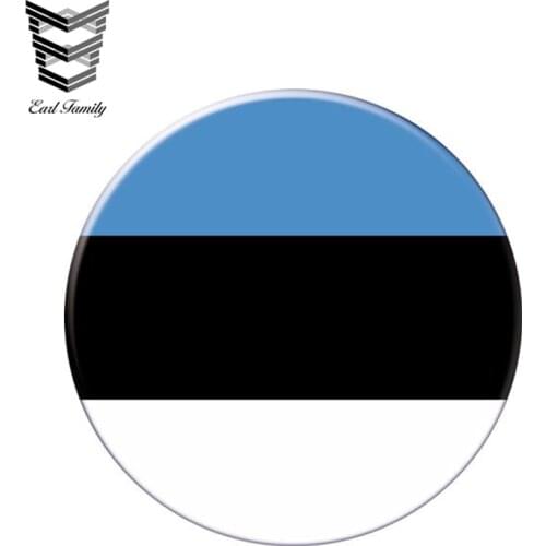 EARLFAMILY 13cm x 13cm Auto Moto Bike Suitcase Laptop Flag Round Estonia Decal Reflective Car Sticker Waterproof 3D Car Styling