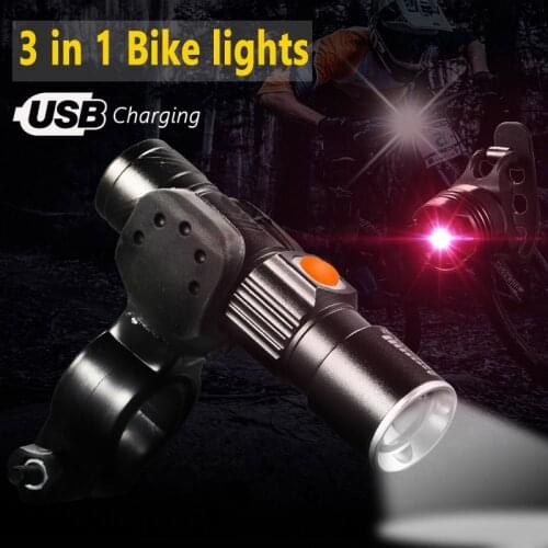 8000 Lumen Bike Bicycle Light Rear light Holder 3 in1 USB Rechargeable LED Waterproof Super Bright Zoom Headlight MTB Bike Light
