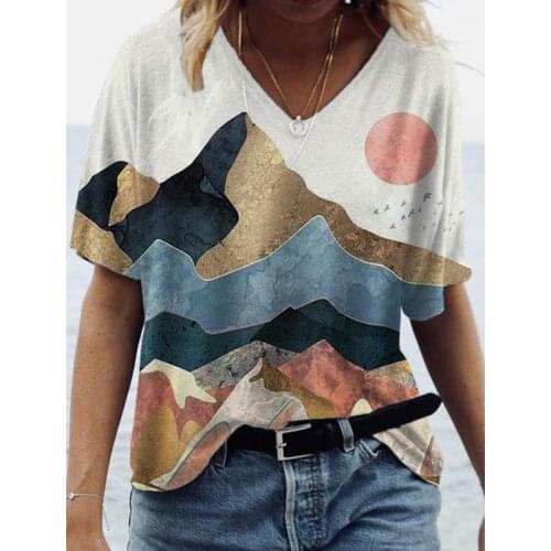 Summer Painting Print Oversized T-shirt Short Sleeve Women Clothes Casual Streetwear Tops Female Loose Harajuku Tee Women2021