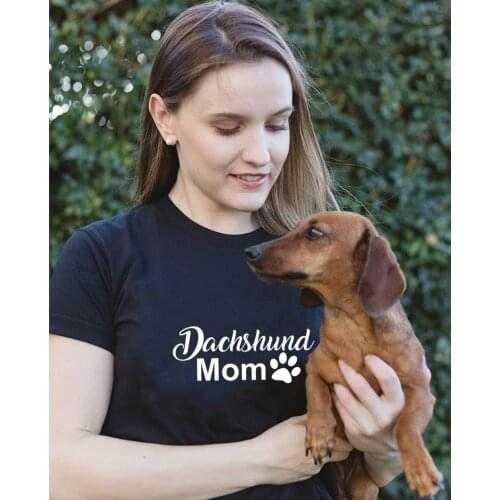 Dachshund Mom Dog Paw Print Women Summer T-shirt Short Sleeve Harajuku Kawaii Tshirt Tops Female Clothing Camisetas Mujer New