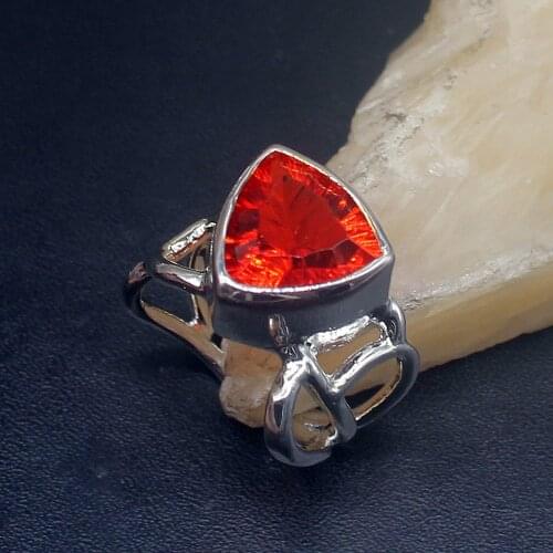 Gemstonefactory Jewelry Big Promotion Single Unique 925 Silver Delicate Red Garnet Hot Sale Women Men Gifts Rings 8.5# 20213123