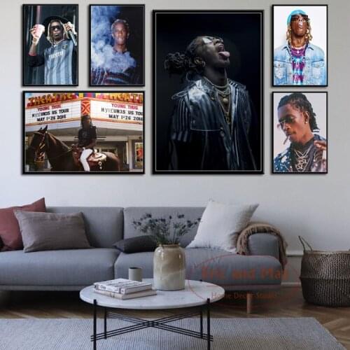Young Thug Hip Hop Music Singer Rapper Poster And Print Canvas Painting Art Wall Pictures Modern Decorations For Home Decor