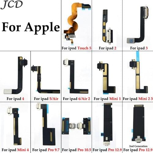 JCD Charging Port Flex Cables For ipad 2 3 4 5 6 Air 2 Mini 1 3 4 Pro 9.7 10.5 12.9 USB Charger Connector Rear Plug Socket Dock