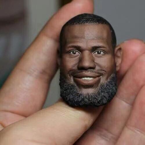 Collectible In Stock 1/6 Scale Black Basketball Player LeBron James Head Sculpt Carved Accessory Model for 12'' Body