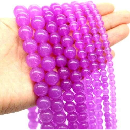 Oameusa Natural Round Purple Chalcedony Beads Stone Beads Loose Beads For Jewelry Making Spacer Beads Accessories Diy Make