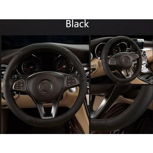 Hot Selling Genuine Leather Car Steering Wheel Cover Soft Anti slip 100% Cowhide Braid 36 38 40 cm Size