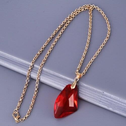 Movie&TV Hot Charm Sorcerer Magic Stone Hermione Necklace Red Acrylic Pendant Potter Jewelry For Men Women Birthday Gifts