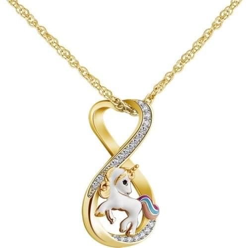Fashion Ladies Cute Animal Pendant Necklace Personlized Colorful Infinitely Unicorn Necklace Customize for Women Gift Jewelry