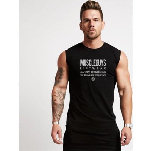Muscleguys Bodybuilding Stringer Tank Top Men Gym Clothing Fitness Mens Sleeveless Vests Cotton Singlets Muscle Tankops
